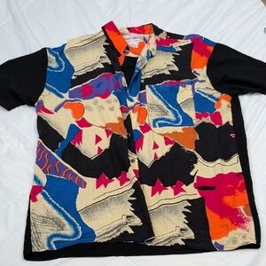 VNT Gianni Abozzi Men's Abstract Casual Shirt - Black, Blue, Red, Cream